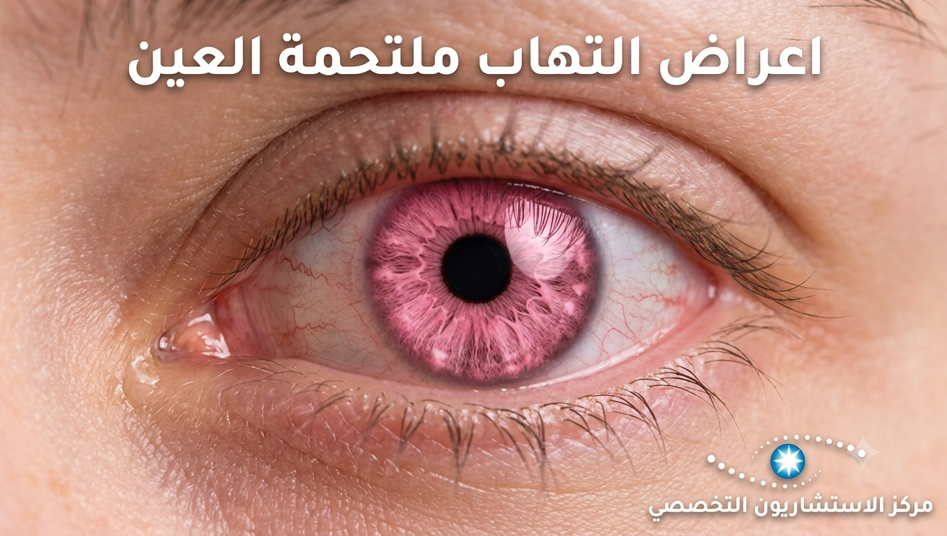 عين باللون الوردي التي تعتبي اشهر أعراض التهاب ملتحمة العين